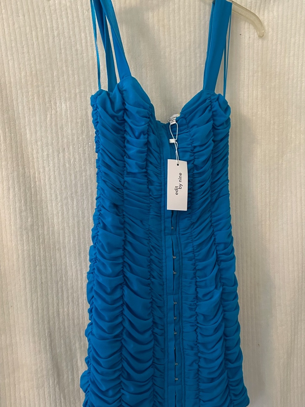 Blue Ruched Zip-Front Mini Dress - Picture 3 of 3